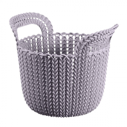 Curver Knit pletený plastový košík, kulatý, fialová barva