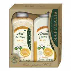 Naturalis Sweet Orange koupelová sůl 1 kg + dvousložková pěna do koupele 800 ml dárková sada