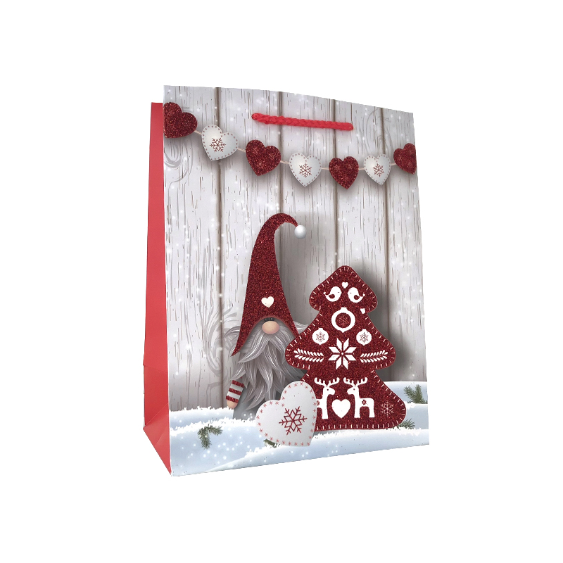 Dárková vánoční taška motiv Skřítek a stromeček 18x23x10cm
