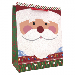 Dárková vánoční taška motiv Santa s třpytkami 18x23x10cm