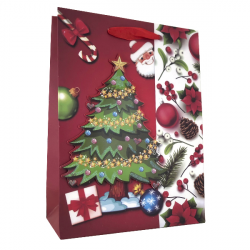 Dárková vánoční taška motiv Vánoční stromeček 18x24x8cm