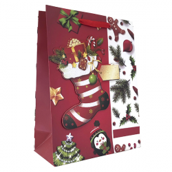 Dárková vánoční taška motiv Punčocha 18x24x8cm