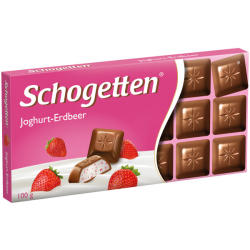 Schogetten mléčná čokoláda s jogurtovou a jahodovou nápní 100g